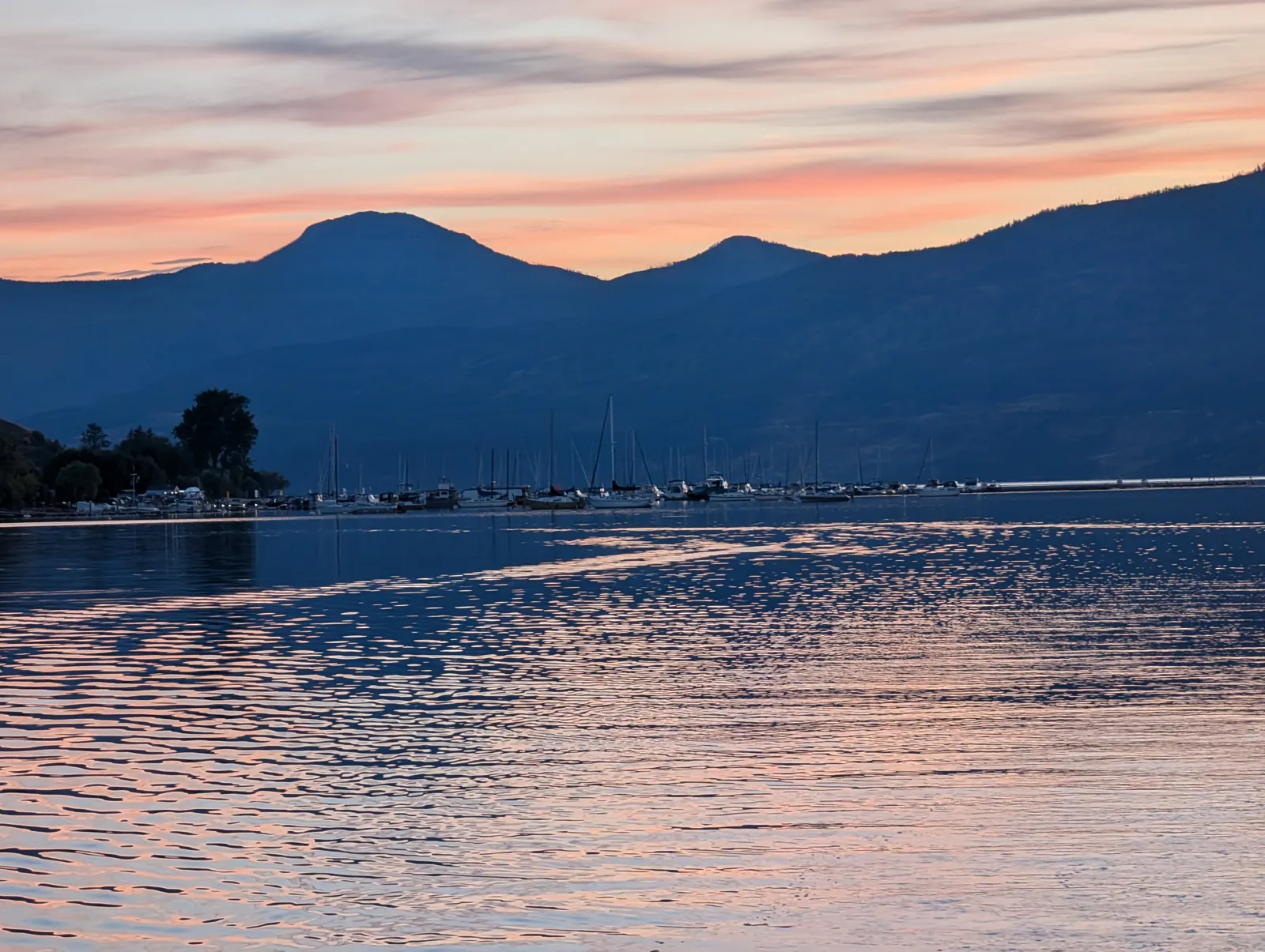 Pink sunset over Okanagan Lake from Okanagan Landing